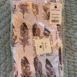 Kate Quinn purple feather swaddle blanket, new in bag